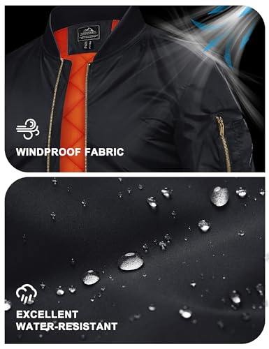 TACVASEN Men's Jackets-Bomber Jacket Fall Winter Warm Windbreaker Full Zip Casual Padded Coats