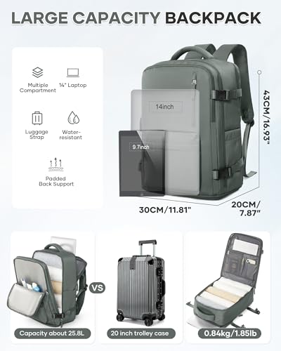 WONHOX Large Travel Backpack Carry on Flight Approved Laptop Work Business Backpack for Women Men Mochila de Viaje