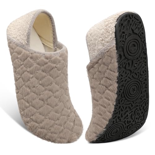 Fires Womens Mens Slippers with Rubber Sole Soft-Lightweight House Slipper Socks Around House Shoes Non Slip Indoor/Outdoor