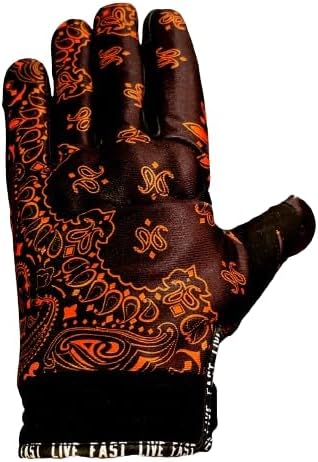 Live Fast Black & Orange Motorcycle Gloves - Best Mountain Leather Dirt Bike Moto Riding Motorcycle/Motocross Gloves for M...