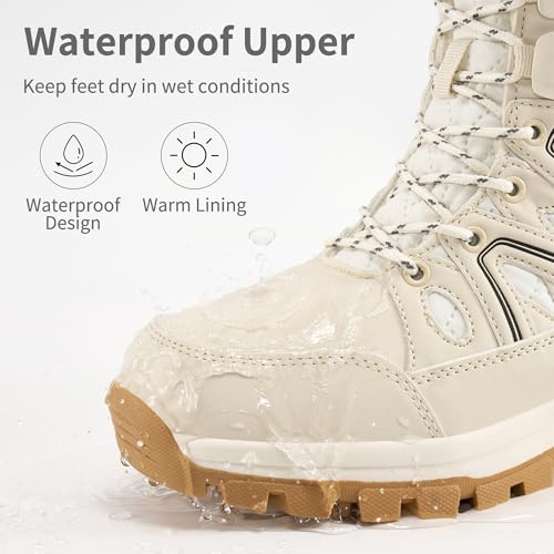 Diarilip Snow Boots for Women Winter: Womens Warm Fur Lined Mid Calf Booties Waterproof Non Slip Comfort Boot for Hiking W...