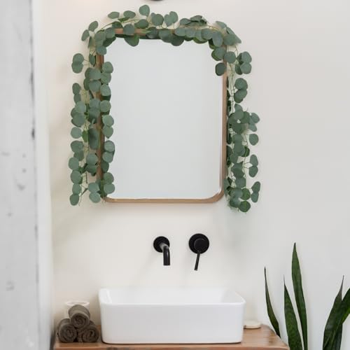 CQURE 8Pcs Eucalyptus Garland,Artificial Eucalyptus Leaves Table Greenery Garland Wreath Spring Vines for Wedding Party Ta...