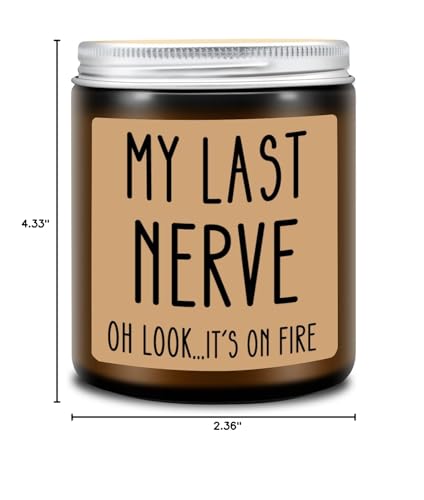 Homsolver Birthday Gifts for Women, Funny Friendship Gift for Best Friend - My Last Nerve Lavender Candle - Unique Birthday Gifts for Women, Her, Mom, BFF, Sister