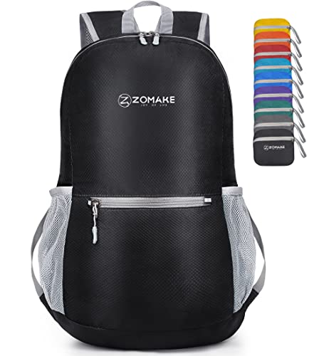 ZOMAKE Ultra Lightweight Hiking Backpack 20L, Packable Small Backpacks Water Resistant Daypack for Women Men(Black)