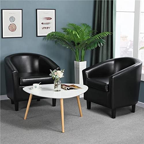 Yaheetech Barrel Chairs Set of 2, Faux Leather Club Armchairs, PU Leather Accent Chairs with Soft Padded Seat for Living R...
