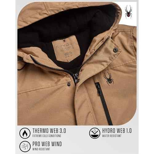 Spyder Mens Winter Coats - Polar Fleece Jacket Parka Down Winter Coat Wind Resistant Waterproof Hooded Jackets for Men