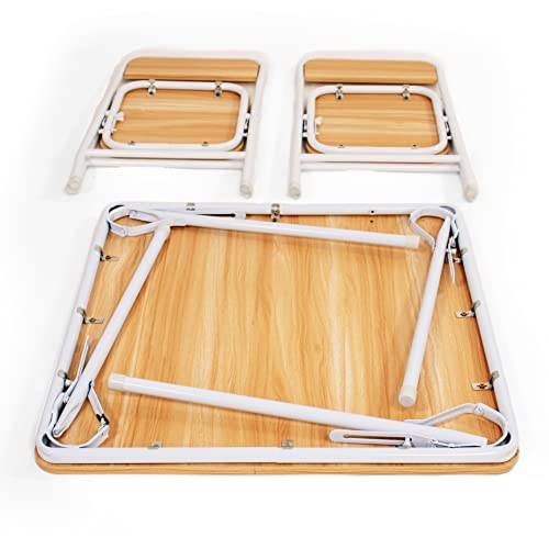 Humble Crew Journey 3-Piece Toddler Wood Folding Table & Chairs Set, Natural/White – Kids Table with 2 Folding Chairs for ...