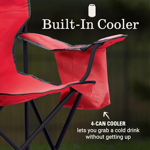 Coleman Portable Camping Chair with 4-Can Cooler, Cushioned Seat & Back with Side Pockets & Cup Holder, Carry Bag Include...