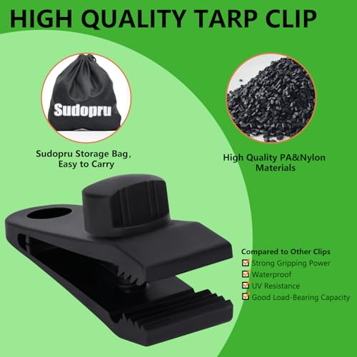 Tarp Clips Heavy Duty Lock Grip, 20 Pack Tarp Clamps Heavy Duty, Shark Tent Fastener Clips Holder, Pool Awning Cover Bunge...