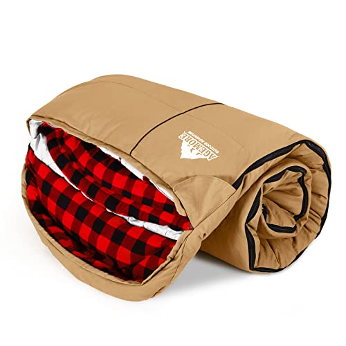 AGEMORE 0 Degree Canvas Sleeping Bag for Adults, Cotton Flannel Sleeping Bag for Winter Camping, Fishing, Hunting or Trave...