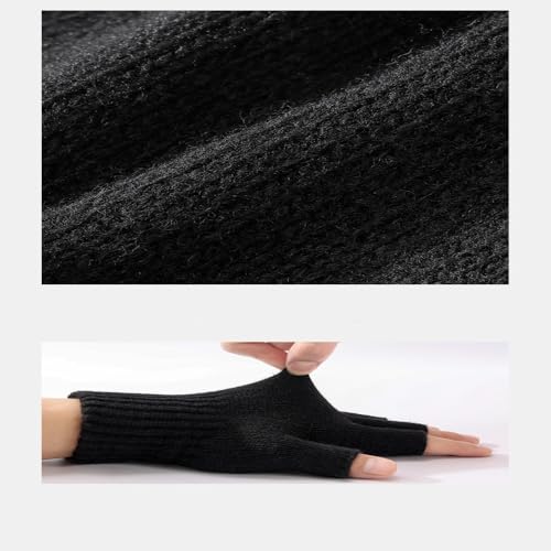 Winter Wool Half Finger Gloves for Men Women Gloves with Touchscreen Fingers Soft Knit for Cycling Sports Outdoor