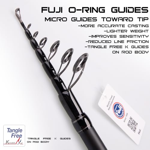 RIFT Venture Telescopic Fishing Rods, Rubber Grips, Fuji Guides, Carbon Fiber Rod, Durable Solid Carbon Tip, Floating Guid...