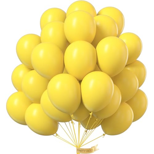 PartyWoo Yellow Balloons 50pcs 12 Inch Yellow Latex Helium Balloons for Birthday Baby Shower Graduation Sunflower Annivers...
