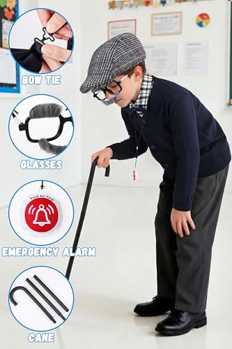 AOTHSO 8PCS Old Man Costume for kids 100 Days of School boys Grandpa old person Outfit Cosplay