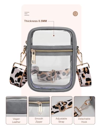 Vangue Clear Bag Stadium Approved, Clear Crossbody Purse for Women with Adjustable Strap for Sports Concert