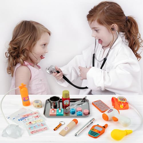 EFO SHM Doctor Kit for Kids, 34 Pcs Kids Doctor Playset kit for Toddlers 3-5 with Medical Storage Bag & Real Stethoscope, ...