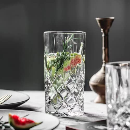 Qipecedm Drinking Glasses, 8 Piece Crystal Glass Cups, Mixed Glassware Set, 4 pcs Crystal Old Fashioned 11oz Highballs and...
