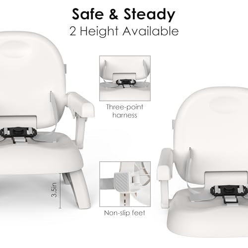 Premium Bella’s Friends 3-in-1 Toddler Booster Seat for Dining Table and Kitchen Chair with Adjustable Tray and Safety Str...