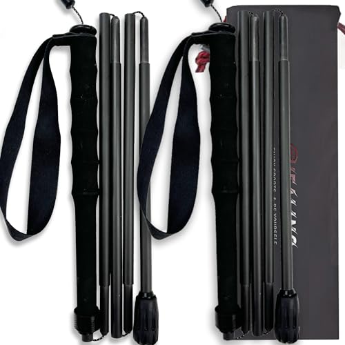 Ultralight Carbon Fibre Trekking Poles - 5-Section Adjustable Hiking Sticks with Anti-Shock Tips, Ergonomic Grips & Storag...