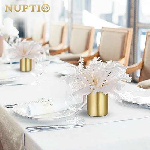NUPTIO Gold Vases for Centerpieces Wedding: 6 Pcs 5.1 inch Tall Metal Flower Vase Flowers Stand Wedding Centerpieces for T...