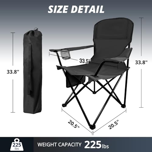 SAILARY 2PCS Folding Outdoor Beach Camp Chair with Cup Holder, Storage Pocket, Waterproof Bag Outdoor Arm Chair, Supports ...
