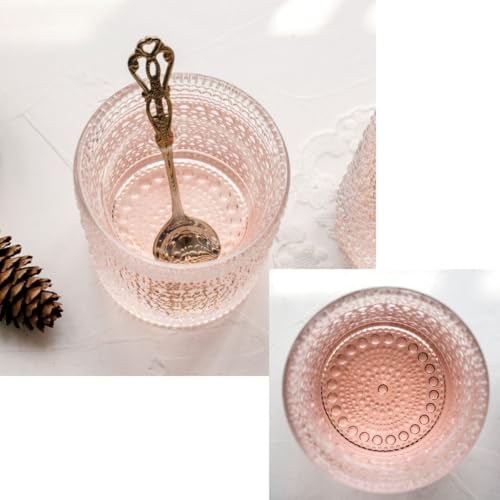 JPPSUJJ Cocktail Glasses 10 oz Hobnail Drinking Glasses Set of 6, Vintage Glassware, Textured Glass Cups Bubble Glasses Wa...
