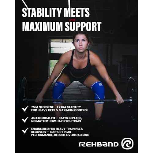 Rehband 7051 Classic 7mm V-Knee-Sleeve for Weightlifting, Competition Grade Powerlifting Knee Sleeve, Compression Sleeve for Crossfit, Squats, Gym, Colour:Carbon/Black - 1 Pair, Size:Medium