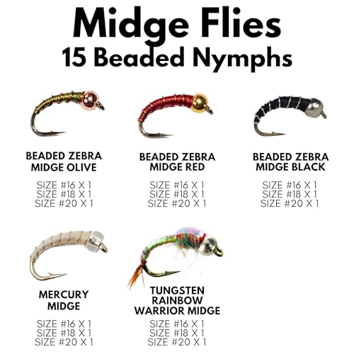 The Fly Crate | 36 Fly Fishing Flies Assortment with Tungsten and Brass Beads | 3 Dozen Nymph Dry Flies for Trout | Zebra ...