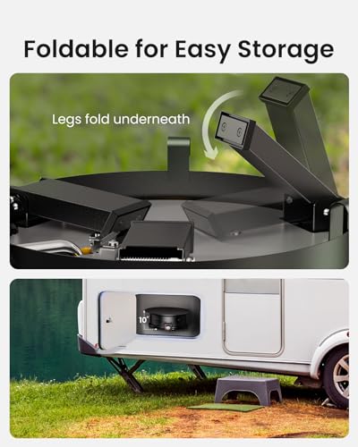 Ciays Large Propane Fire Pit 24 Inch, Gas Fire Pit with Grill Grate, Folding Legs, Hose Hooks, Propane Tank Holder, Cover...