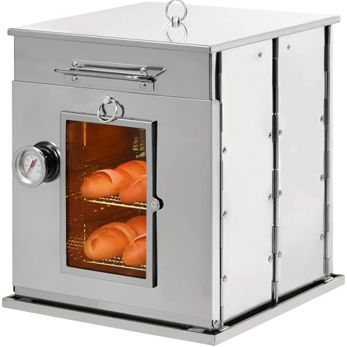 REDCAMP 14"H Foldable Camping Oven with 2 Tier Grill, Stainless Steel Portable Camping Stove for Baking Cinnamon Rolls, Br...