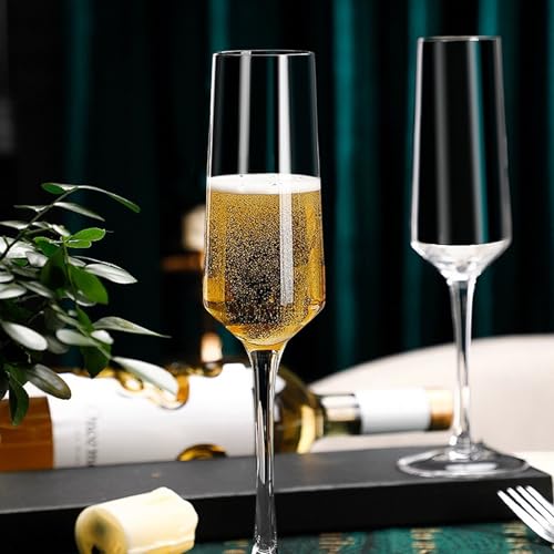Ufrount Champagne Glasses Set of 8,Elegant 8oz Champagne Flutes,Clear Sparkling Champagne Flutes Glass Mimosa Glass for Pr...