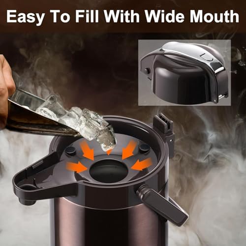 PARACITY Upgraded Airpot Coffee Carafe with Double Pump, Stainless Steel Drink Dispenser for Hot/Cold Beverage with Lazy S...