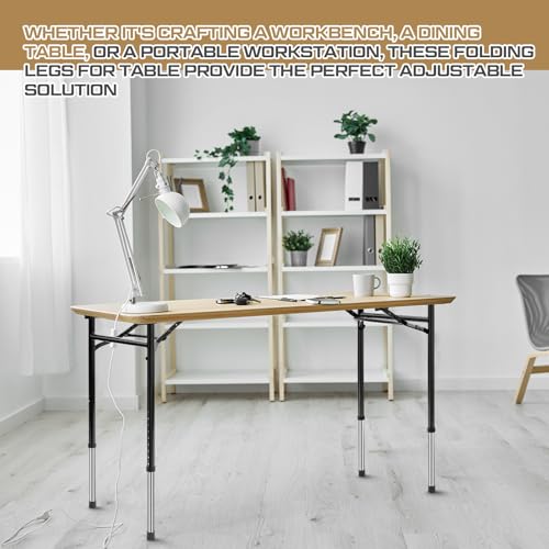 Tandefio Folding Table Legs Adjustable Height 14 Inch Wide Folding Tables Legs Collapsible Durable Metal Furniture for Kit...