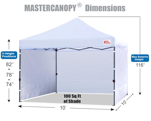 MASTERCANOPY Heavy Duty Pop up Canopy Tent with Sidewalls (10x10,White)