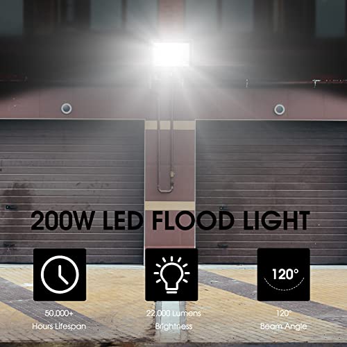 XYCN 200W LED Flood Light 2 Pack, 22500lm Super Bright Security Lights, IP66 Waterproof Outdoor Flood Light, 5000K Dayligh...