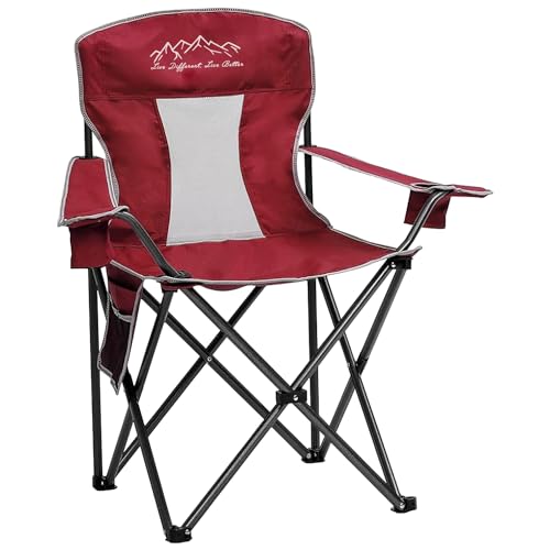 SAILARY Mesh Folding Camping Chairs, Oversized Portable Outdoor Chairs, Weight Capacity 325 lbs with Cup Holder, Storage P...