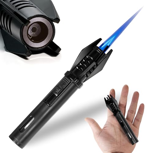 Camping Mini Torch Lighter EDC Windproof Small Lighters with Visual Window Refillable Gas Pocket Tactical Jet Flame for Hi...