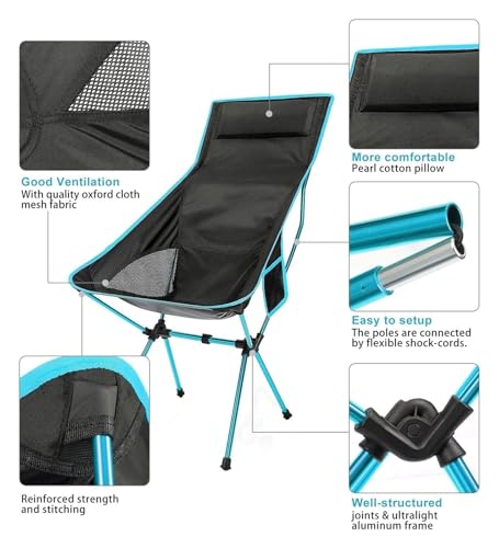 ZHOUKAIDM Folding Chair Outdoor Portable Camping Chair Oxford Cloth Folding Lengthen Camping Fit for Seat Fishing BBQ Fest...