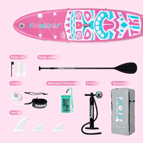 FunWater 8'/10'/10'6"/11'6" Inflatable Stand Up Paddle Board with Premium SUP Paddleboard Accessories, Wide Stable Anti-Sl...