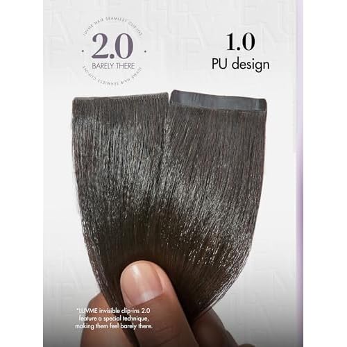 LUVME Invisible Clip in Hair Extensions, Yaki Straight Real Human Hair Remy Hair Clip ins for Women, Natural Human Hair, 16 inch 110g 6Pcs, Natural Black