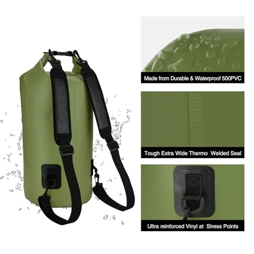 Piscifun Dry Bag, Waterproof Floating Backpack 10L/20L/30L/40L with Waterproof Phone Case for Boating, Kayaking, Fishing