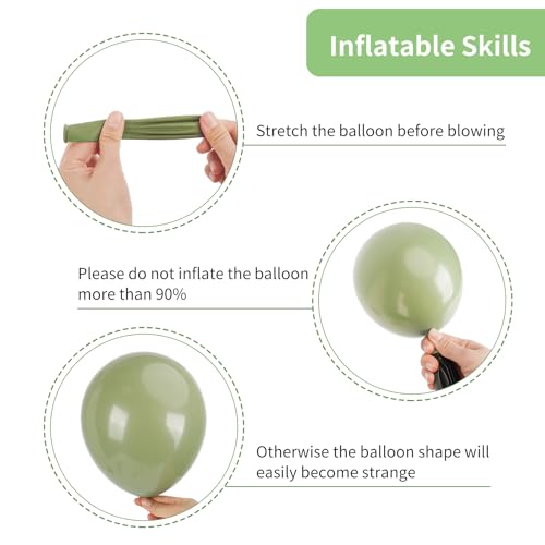 RUBFAC 65 Pcs 12 Inches Sage Green Gold Confetti Balloons Kit, Green Gold Sand White Party Balloons with Ribbons for Tiana...