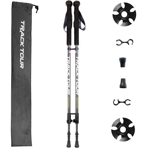Carbon Fiber Trekking Poles Ultra Lightweight Hiking Poles Walking Sticks with Cork and EVA Foam Grips Quick Adjustable Fl...