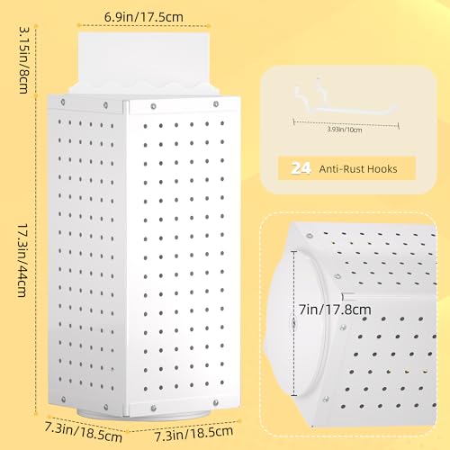 Urban Deco 360° Rotating Pegboard Display Stand with Signage, 4-Sided Spinning Peg Board Stand with 24 Hooks for Jewelry, ...