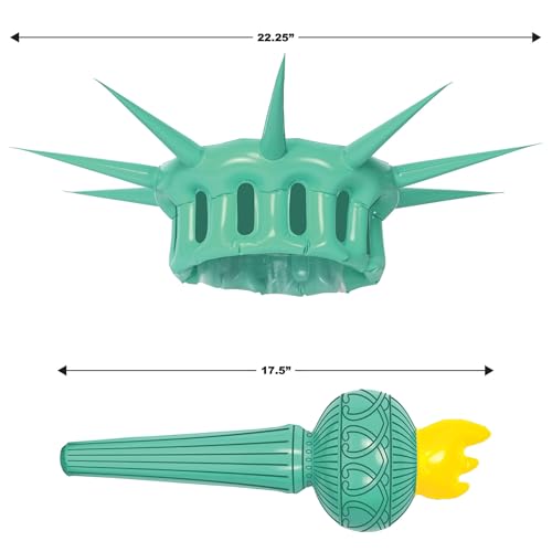 Beistle Inflatable Statue of Liberty Crown & Torch, Patriotic Party Accessories, 4th July Outfit for Parades Events, Crow...