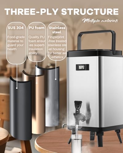 Moonshan Insulated Beverage Dispenser Keep Hot & Cold Urn 12 L/3.2 Gallon Drink Dispenser with Spigot for Tea Coffee Juice...