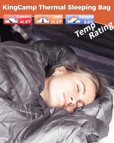KingCamp Sleeping Bag for Adults, Cold Weather & Warm Extra Wide Big & Tall XL Portable Waterproof Flannel Sleeping Bags, ...