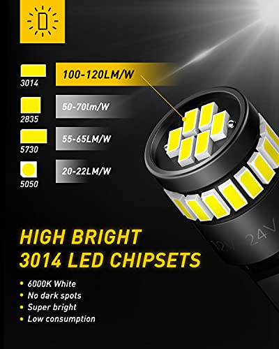 AUXITO 194 LED Bulbs for License Plate Light 168 175 2825 W5W T10 24-SMD 3014 Chipsets 6000K White for Car Dome Door Map D...