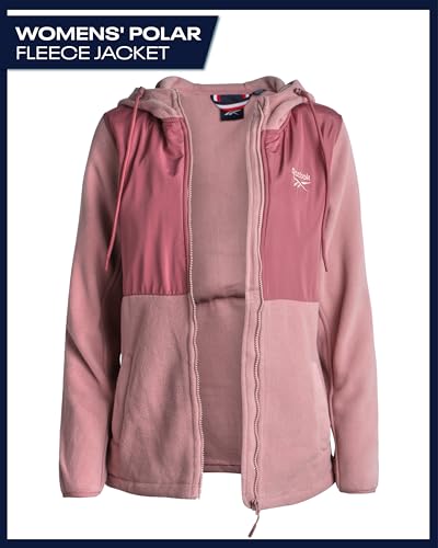 Reebok Womens Fleece Jacket - Lightweight Super Soft Polar Fleece Lined Outerwear - Zip Up Hooded Winter Jackets for Women
