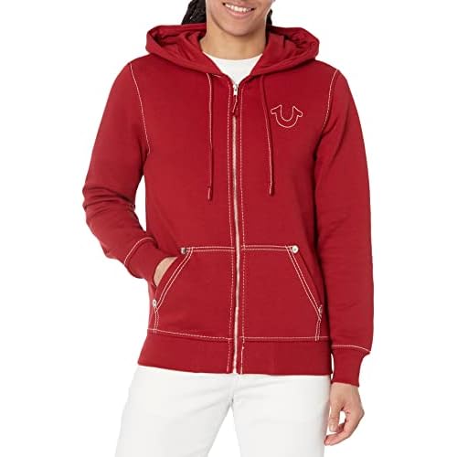 True Religion mens Velour Big T Zip Up Hoodie